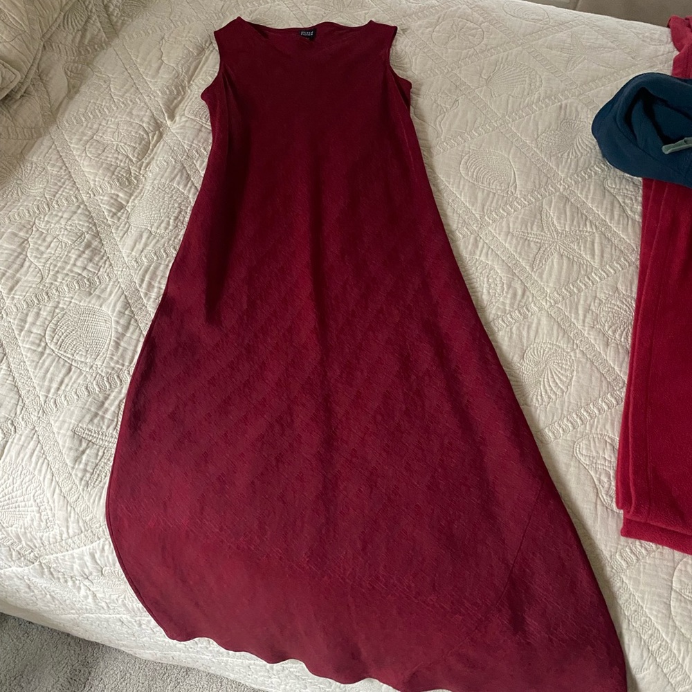 Eileen Fisher raw bias cut silk and linen dress never worn